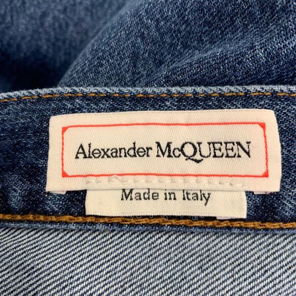 ALEXANDER MCQUEEN Size 36 Indigo Contrast Stitch Denim Button Fly Jeans - Picture 5 of 10